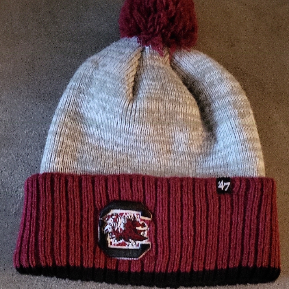 47 Brand Gray and Maroon Knit Beanie